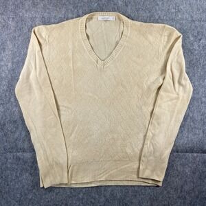 Ermenegildo Zegna Premium Cashmere Sweater Men's Medium (19.5x25) Yellow V Neck